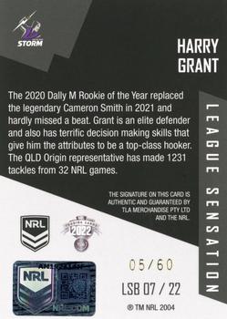 2022 NRL Elite - League Sensations Signatures Black #LSB07 Harry Grant Back